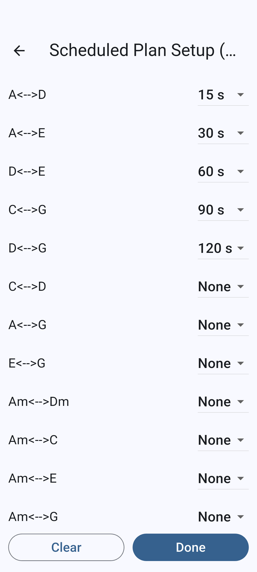 Guitar Chord Change Trainer scheduled practice plan